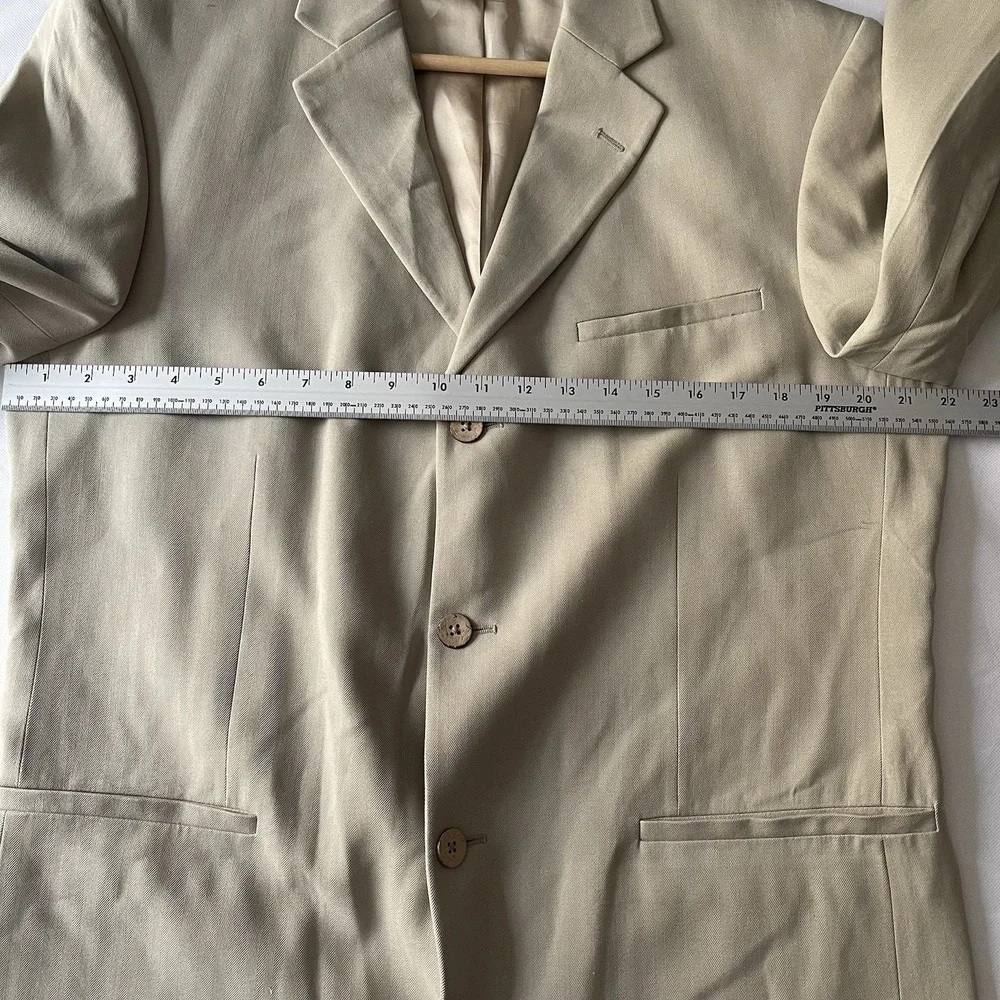 Joseph & Feiss Mens Blazer 100% Silk‎ 42R Tan Herringbone Sport Coat Career